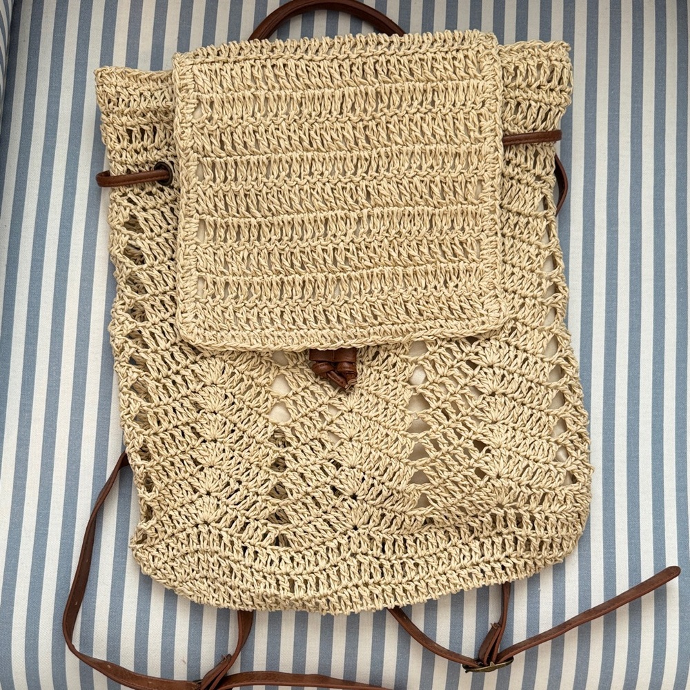Handcrafted Cream Crochet Backpack